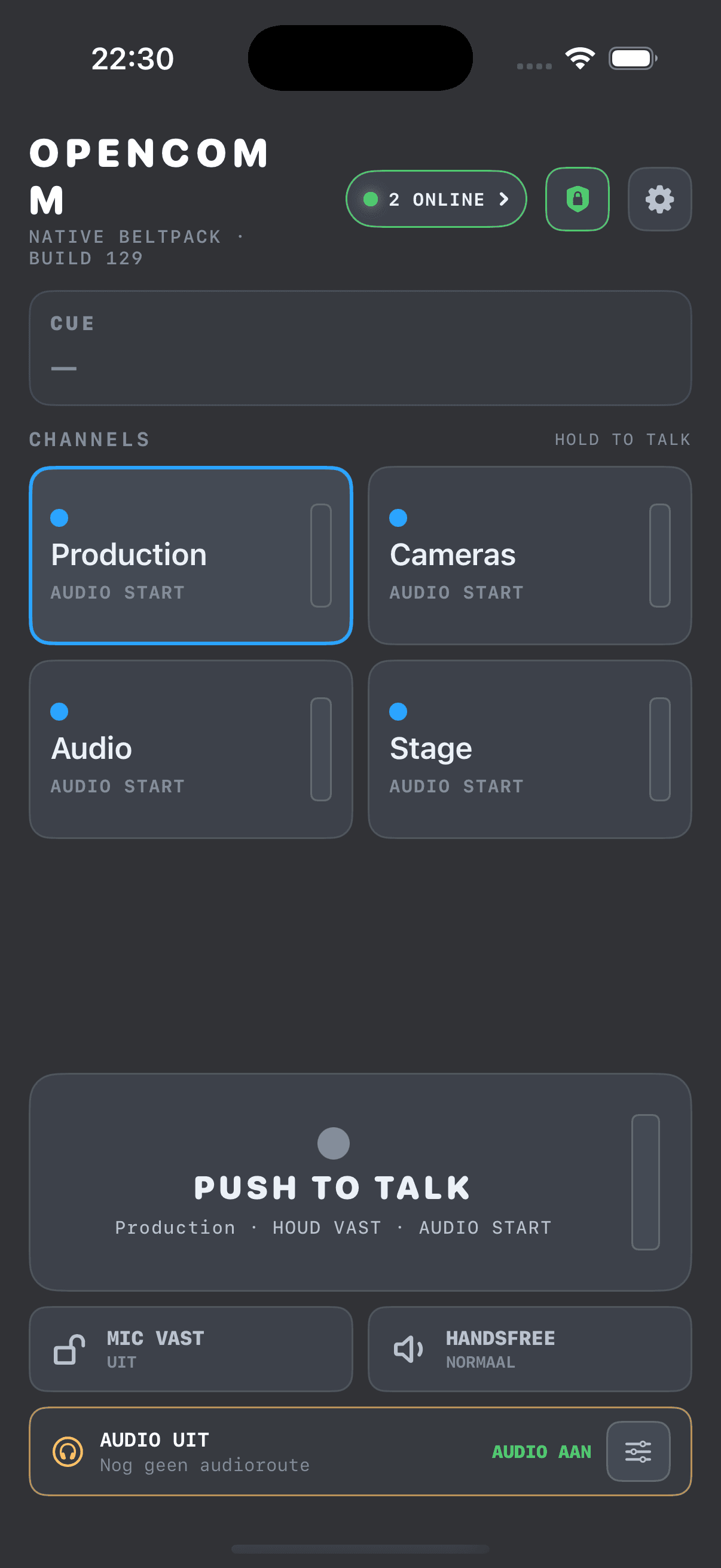 Native OPENCOMM iPhone-beltpackinterface