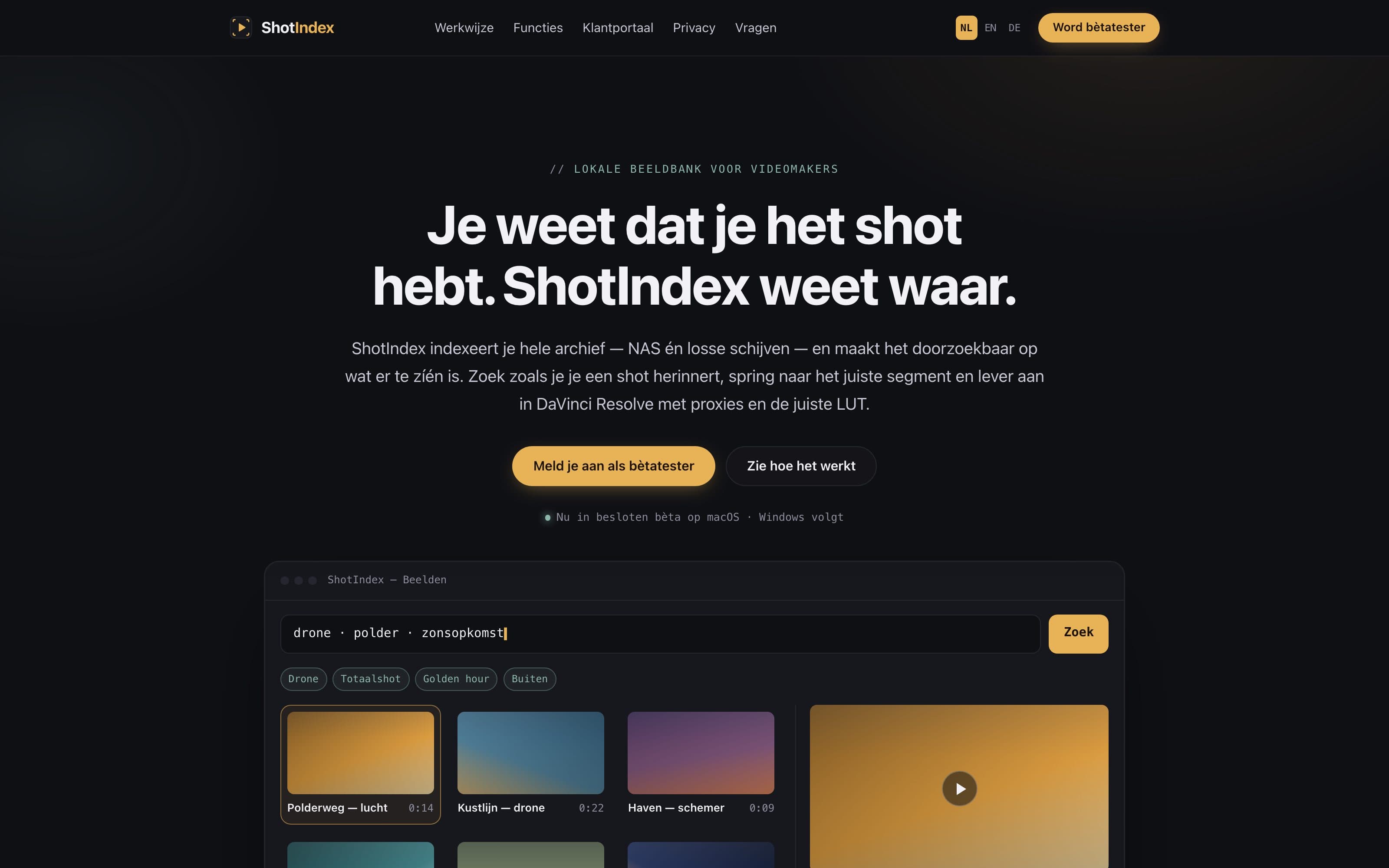 shotindex.online: lokale beeldbank voor videomakers.